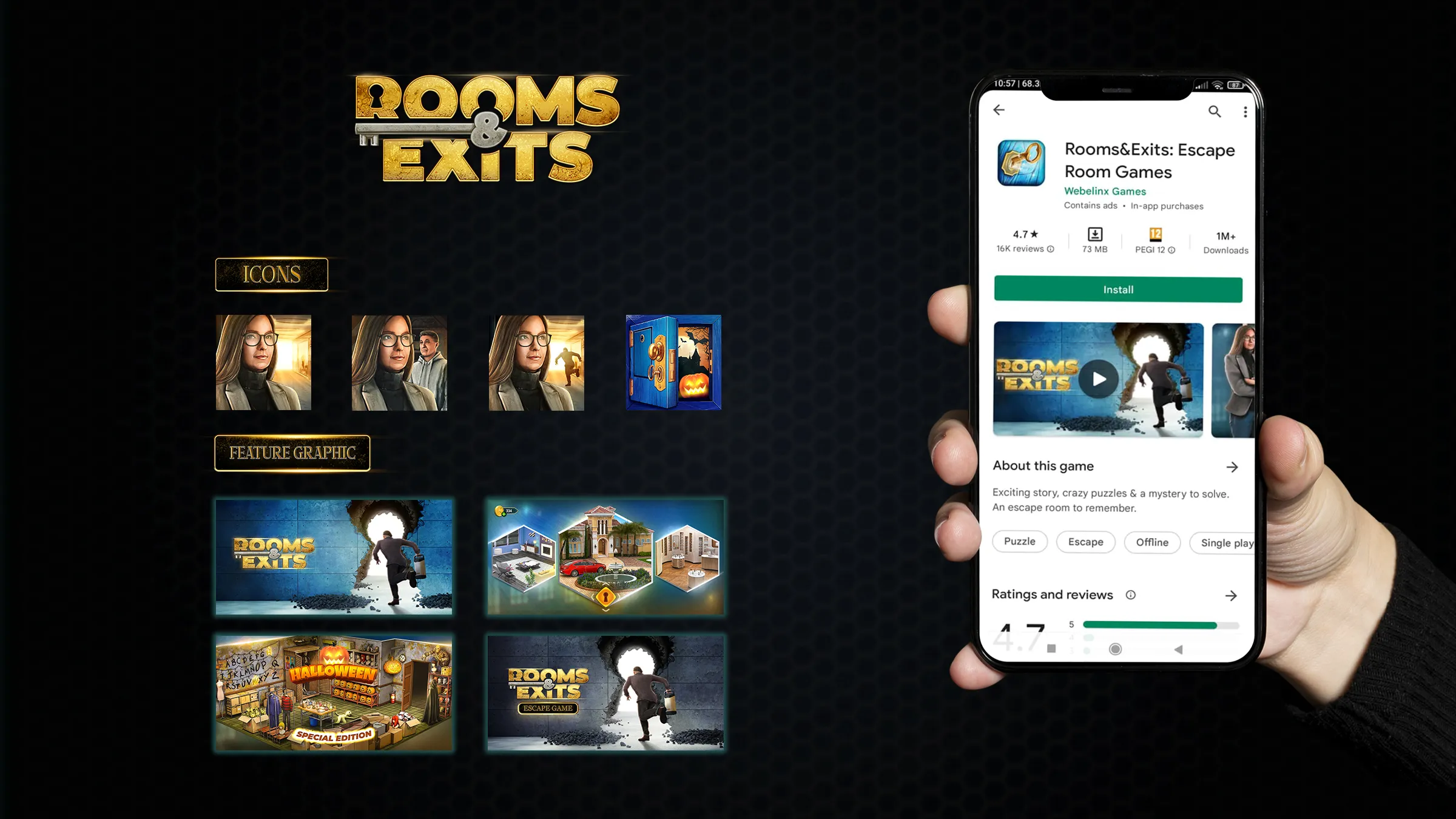 Rooms & Exits - app store icons and feature graphics