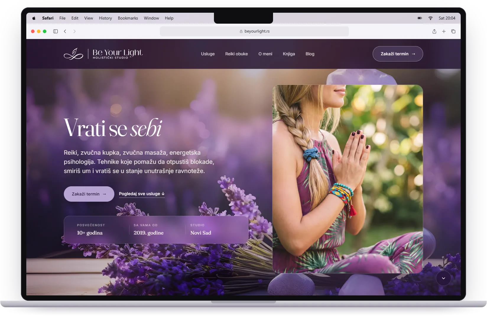 Be Your Light redesign - walkthrough of the whole site on a laptop