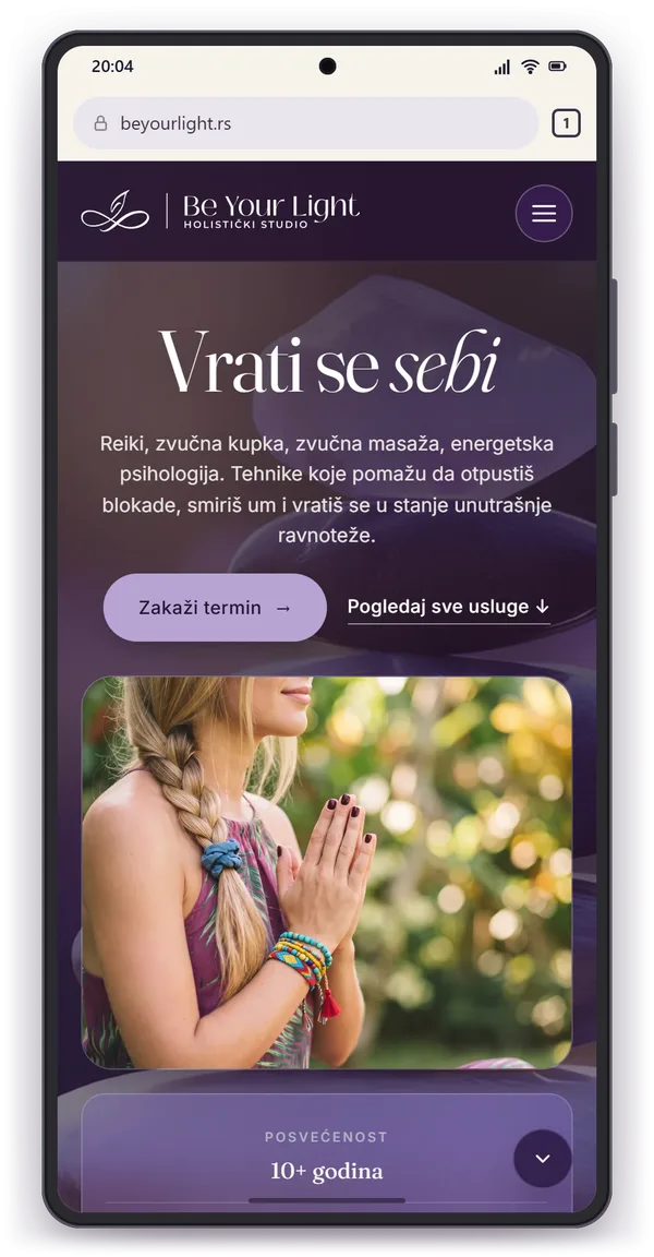 Be Your Light redesign - walkthrough of the mobile site on a phone