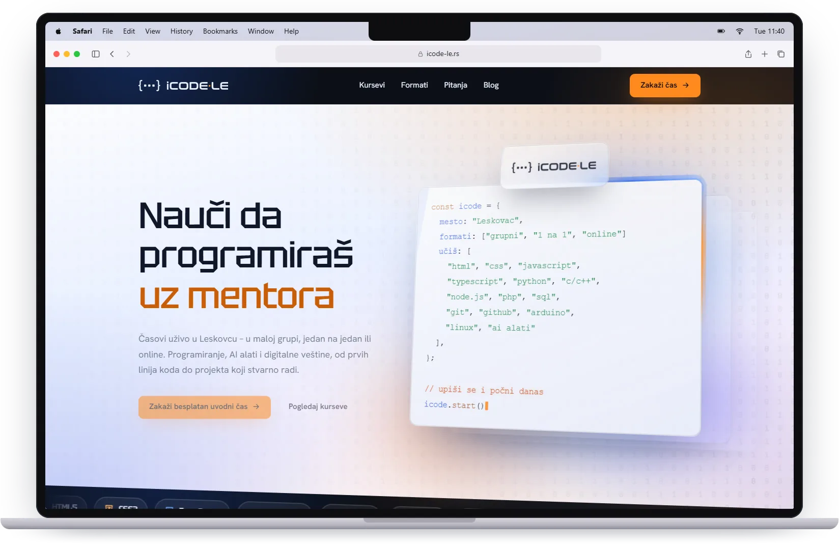 iCode-Le redesign - walkthrough of the whole site on a laptop
